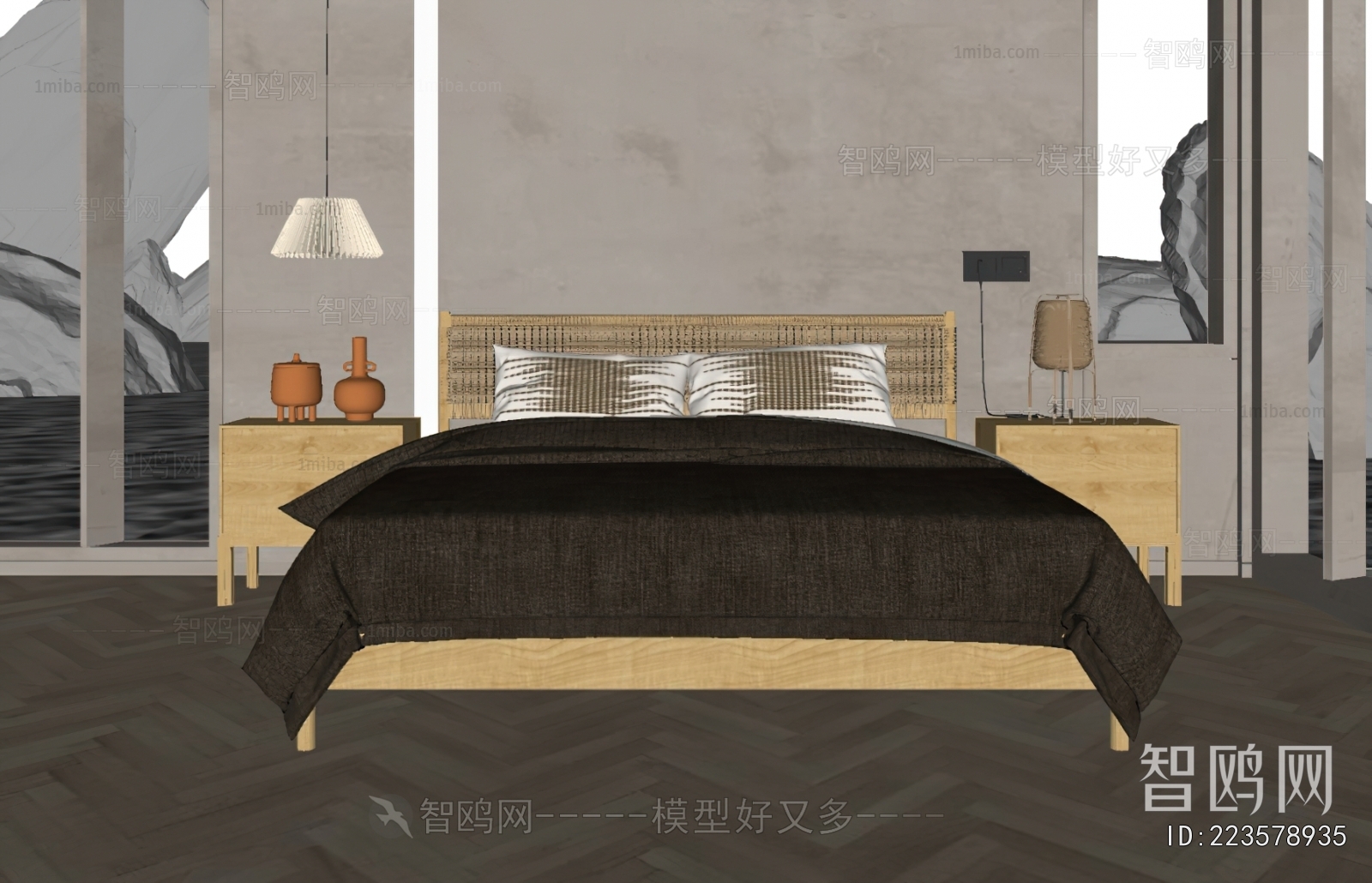 Wabi-sabi Style Double Bed