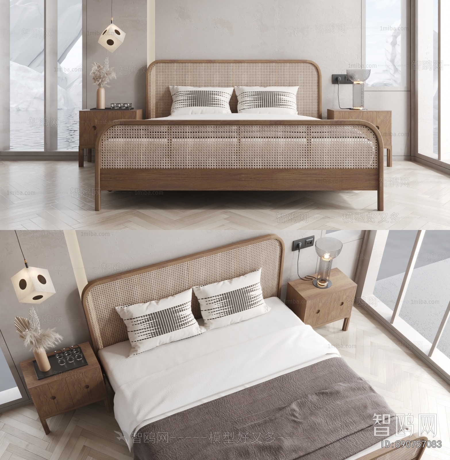 Wabi-sabi Style Double Bed