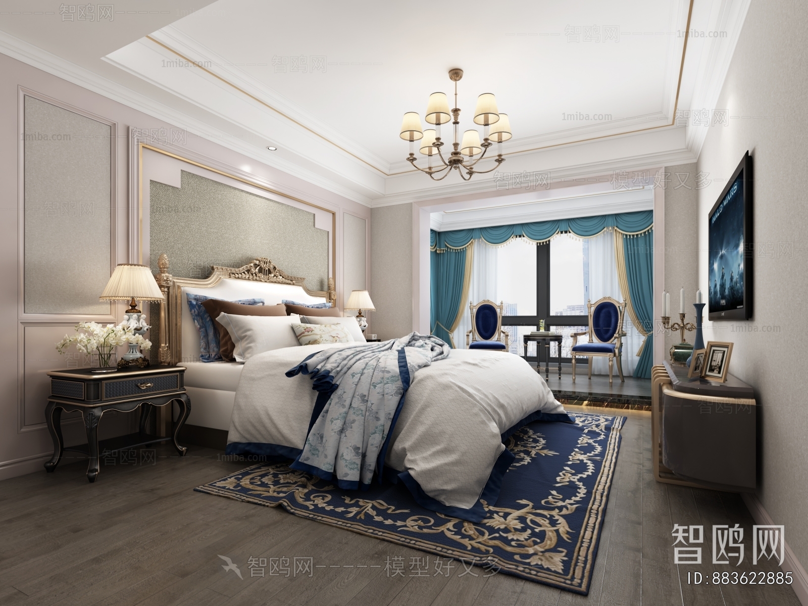 Simple European Style Bedroom