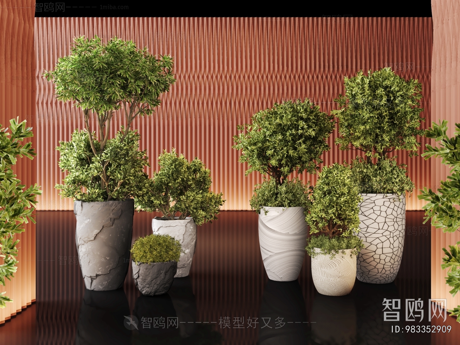 Modern Ground Green Plant Potted Plants