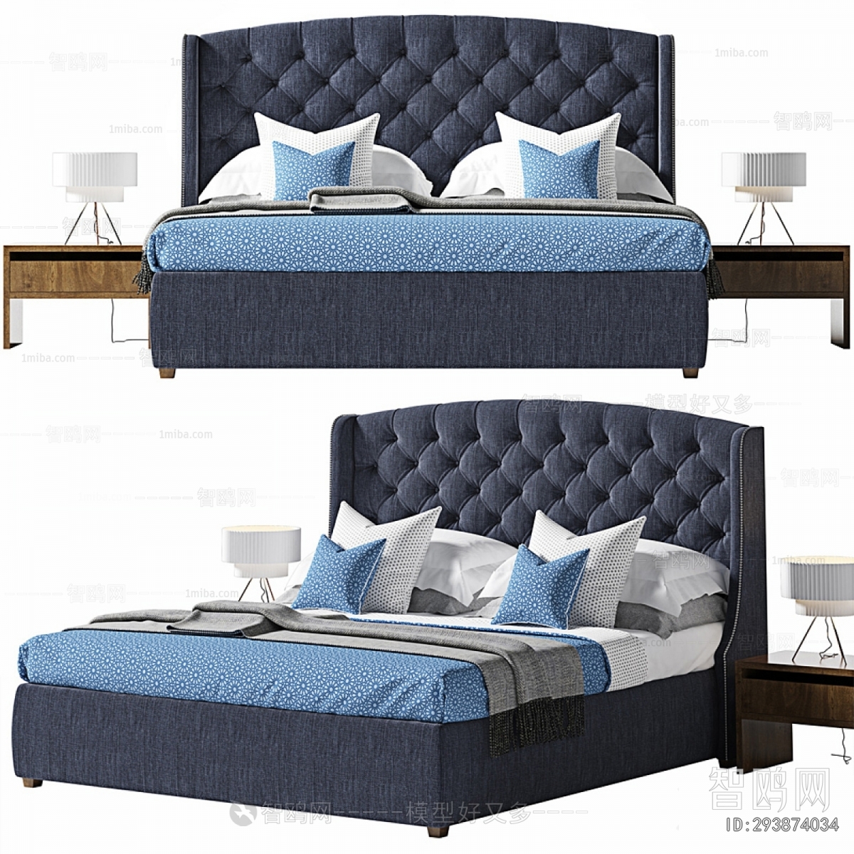 Simple European Style Double Bed
