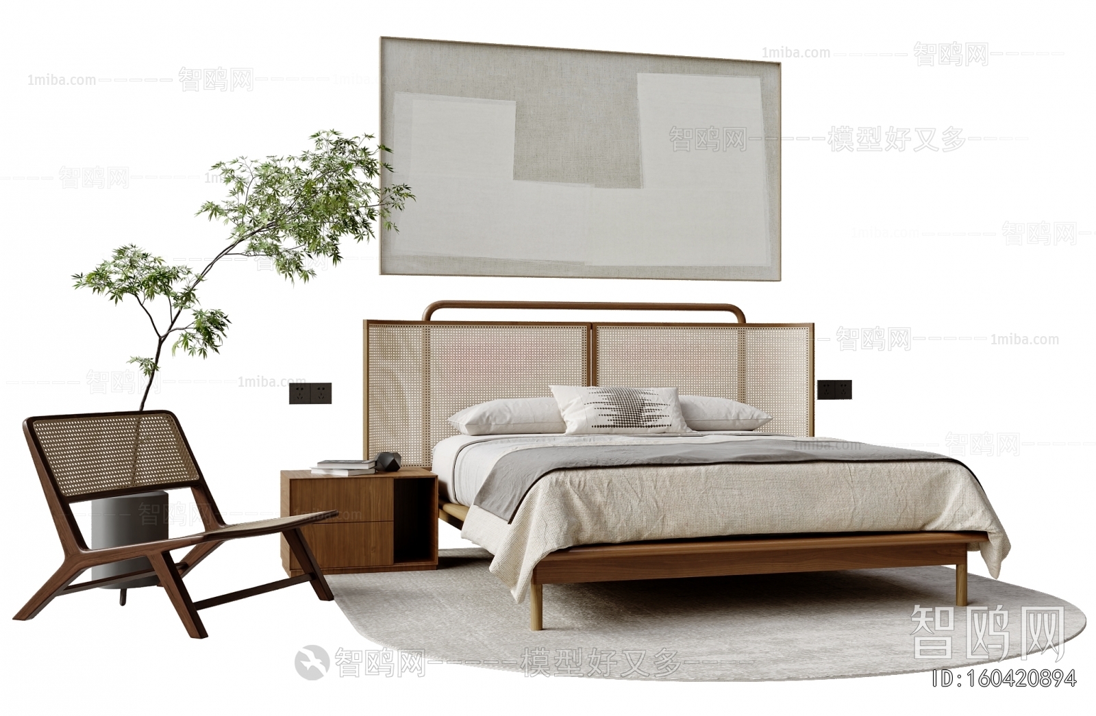 Wabi-sabi Style Double Bed