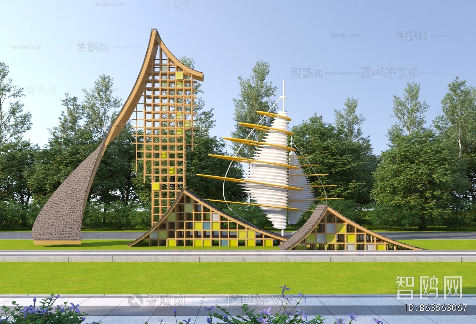 New Chinese Style Sculpture Sketch