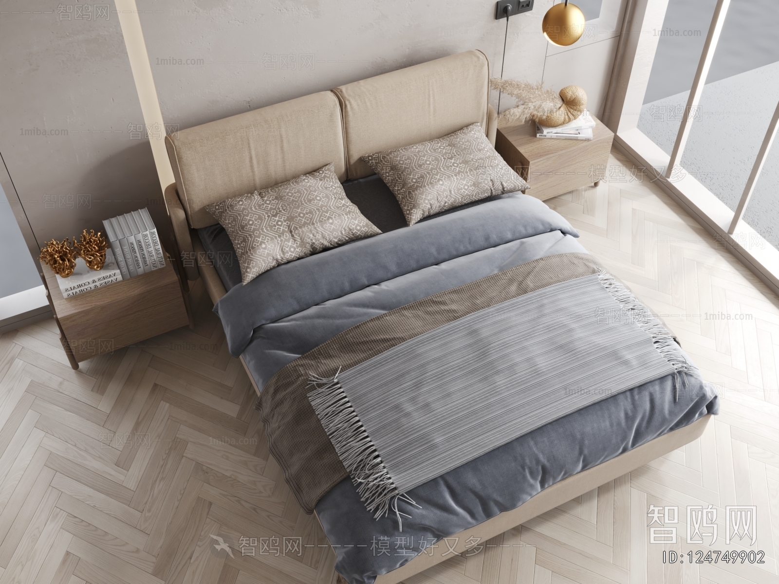 Wabi-sabi Style Double Bed