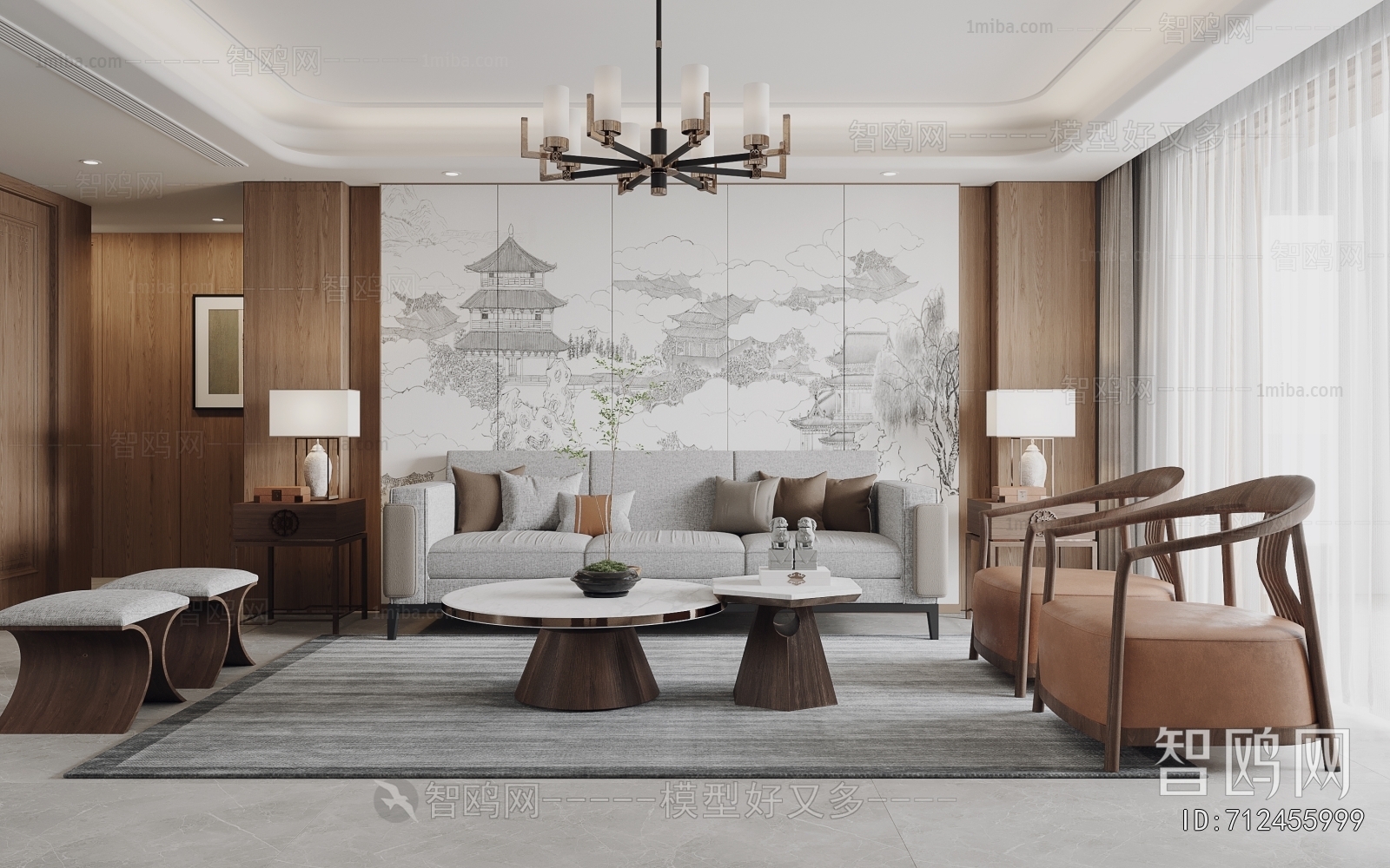 New Chinese Style A Living Room