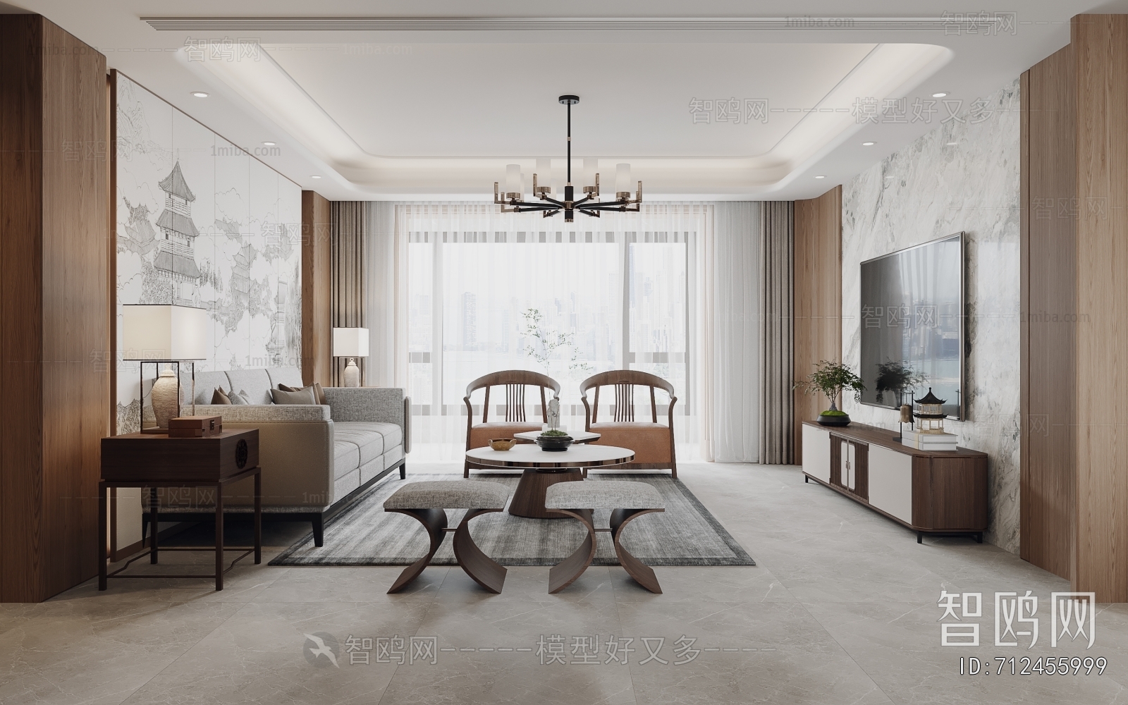 New Chinese Style A Living Room