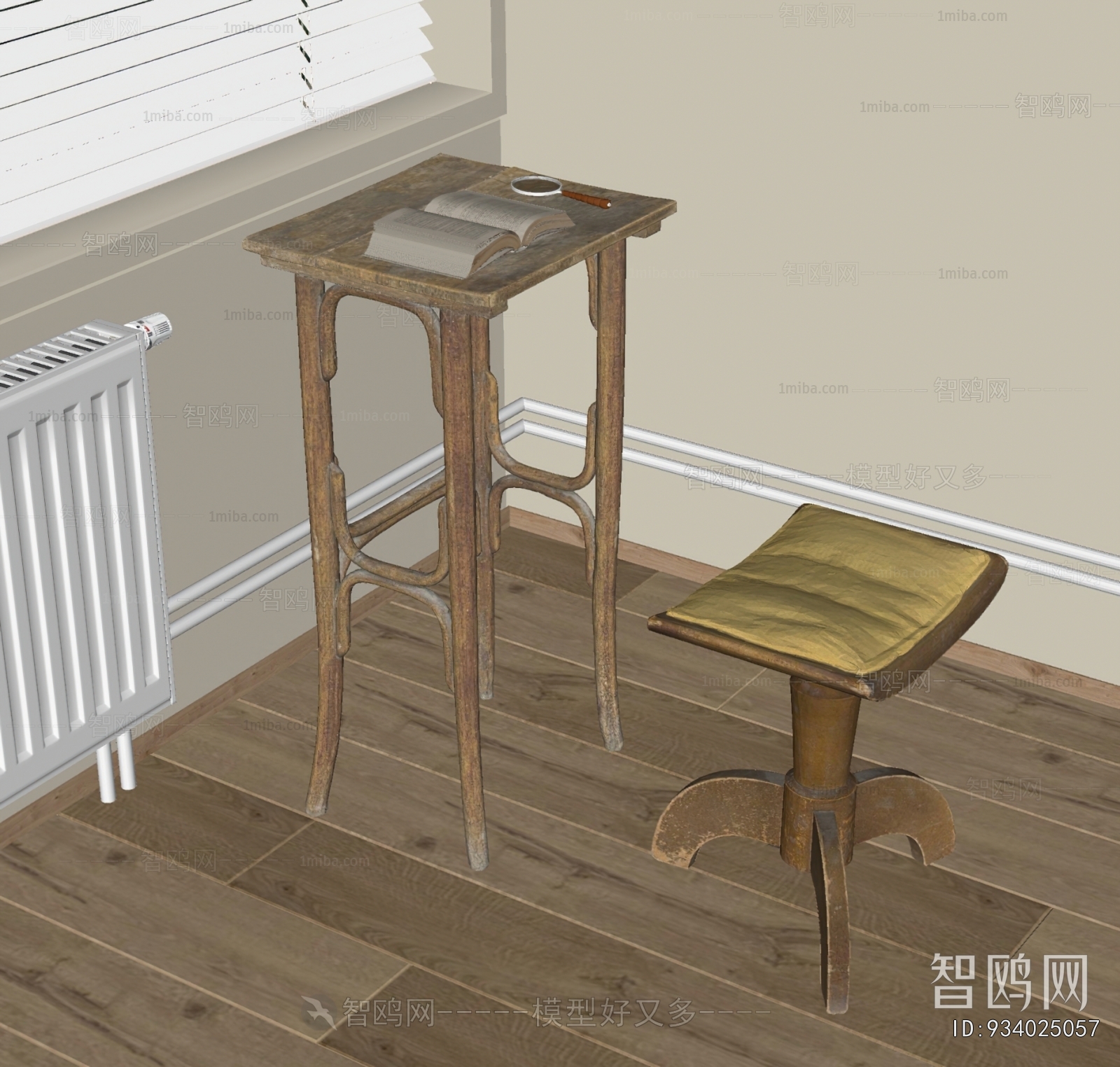 Wabi-sabi Style Computer Desk And Chair