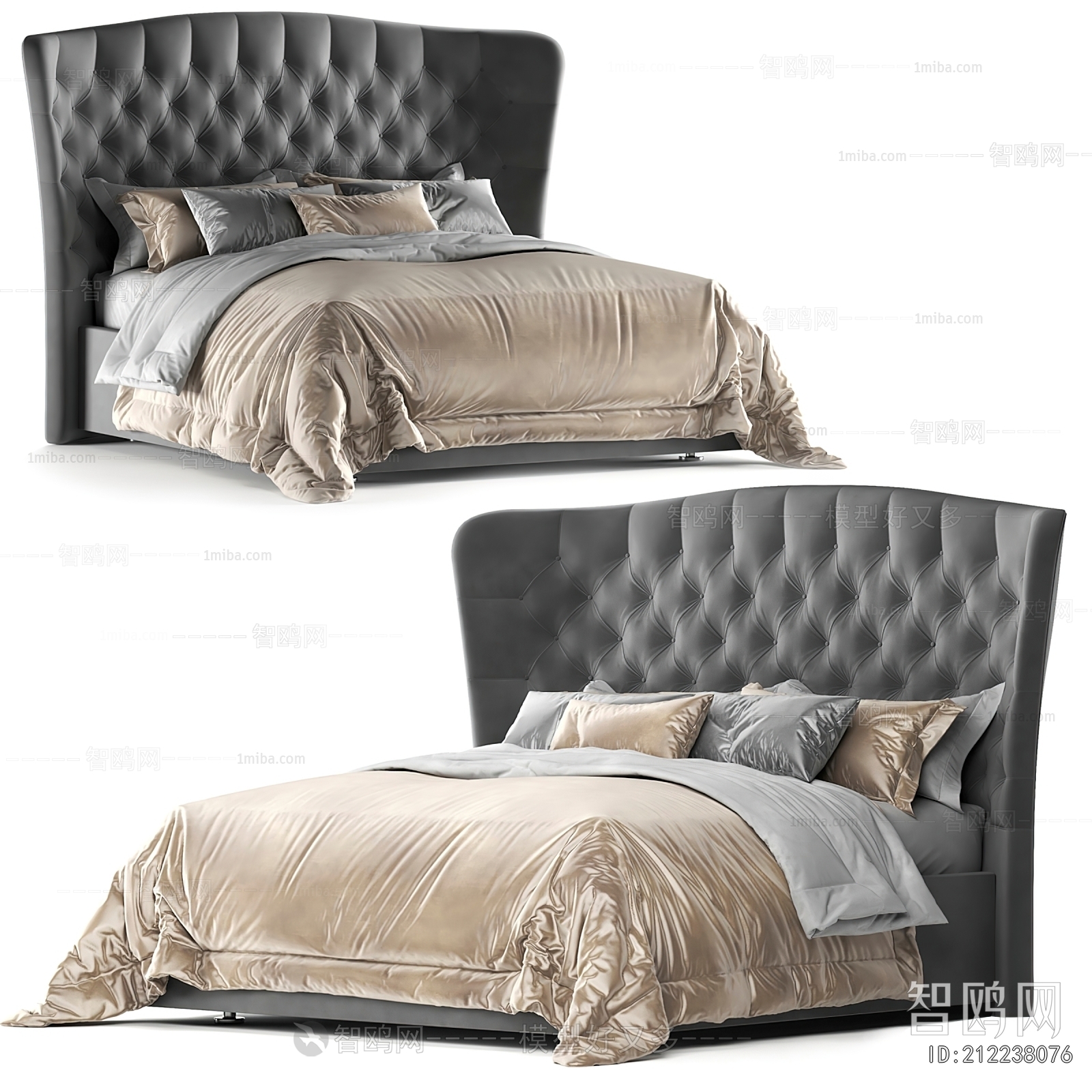 Simple European Style Double Bed