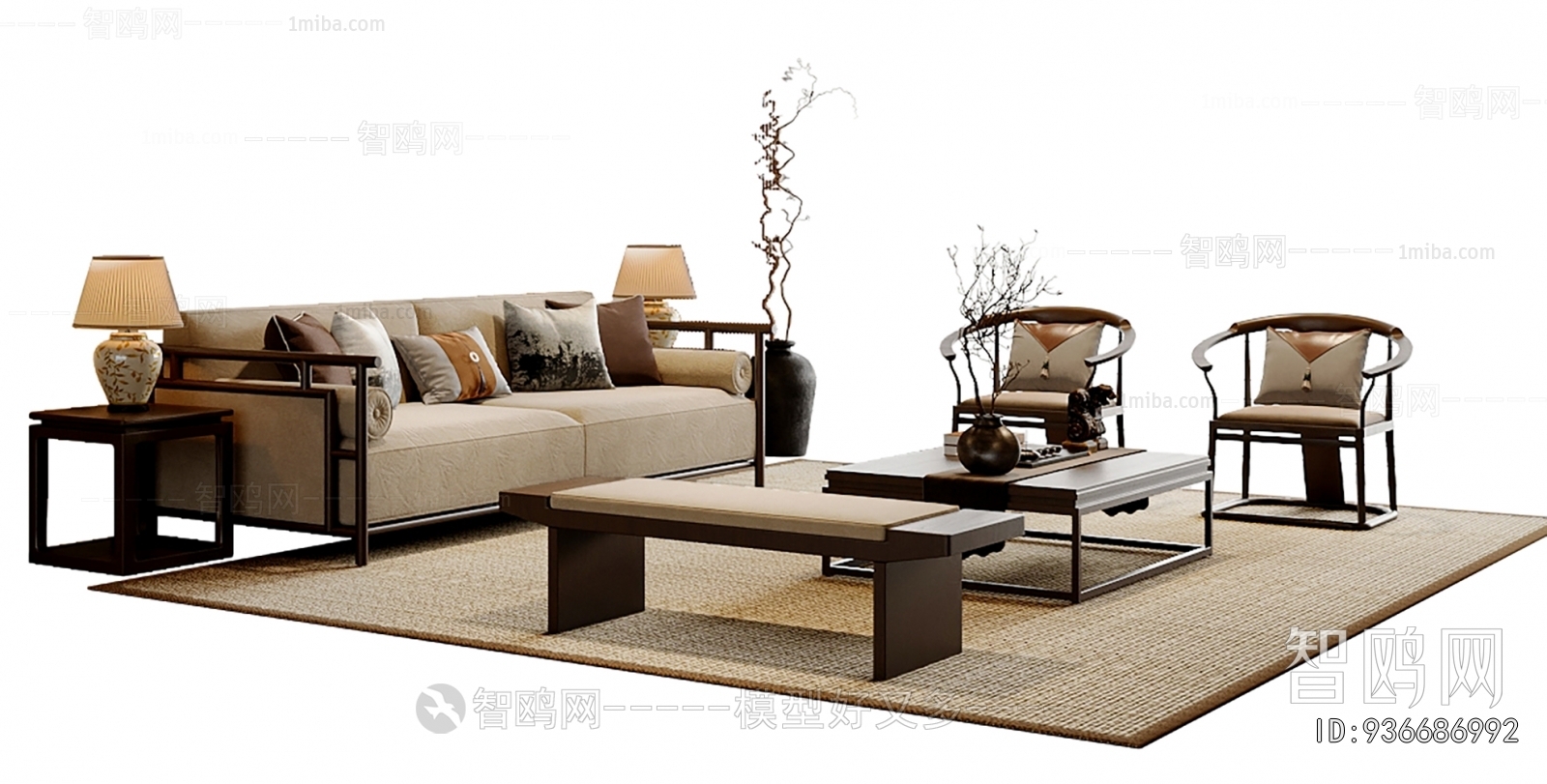 New Chinese Style Sofa Combination