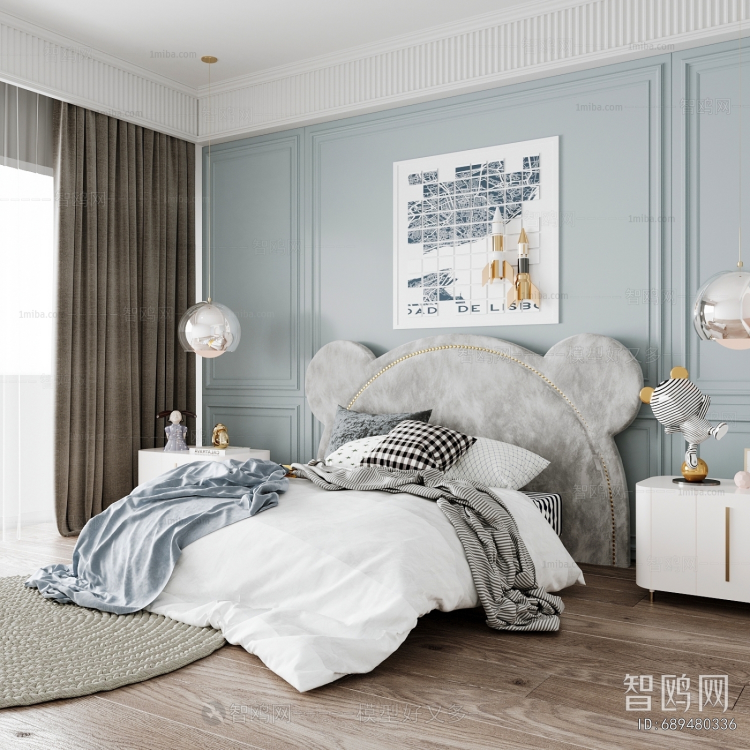 Simple European Style Boy's Room And Son's Room