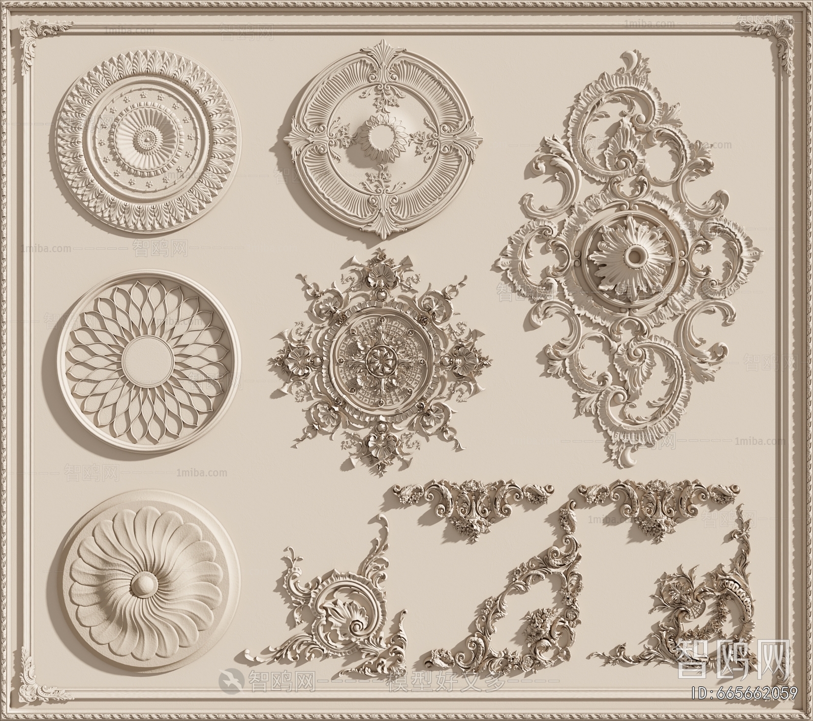 European Style Plaster Carved Top Plate