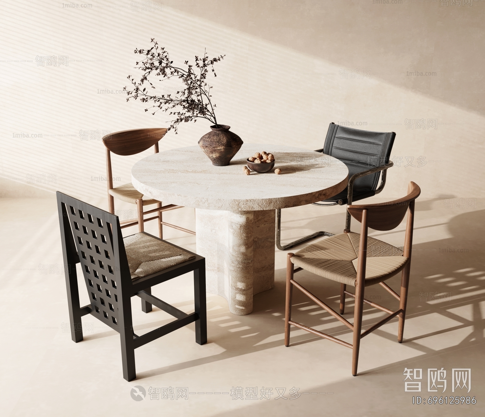 Wabi-sabi Style Dining Table And Chairs