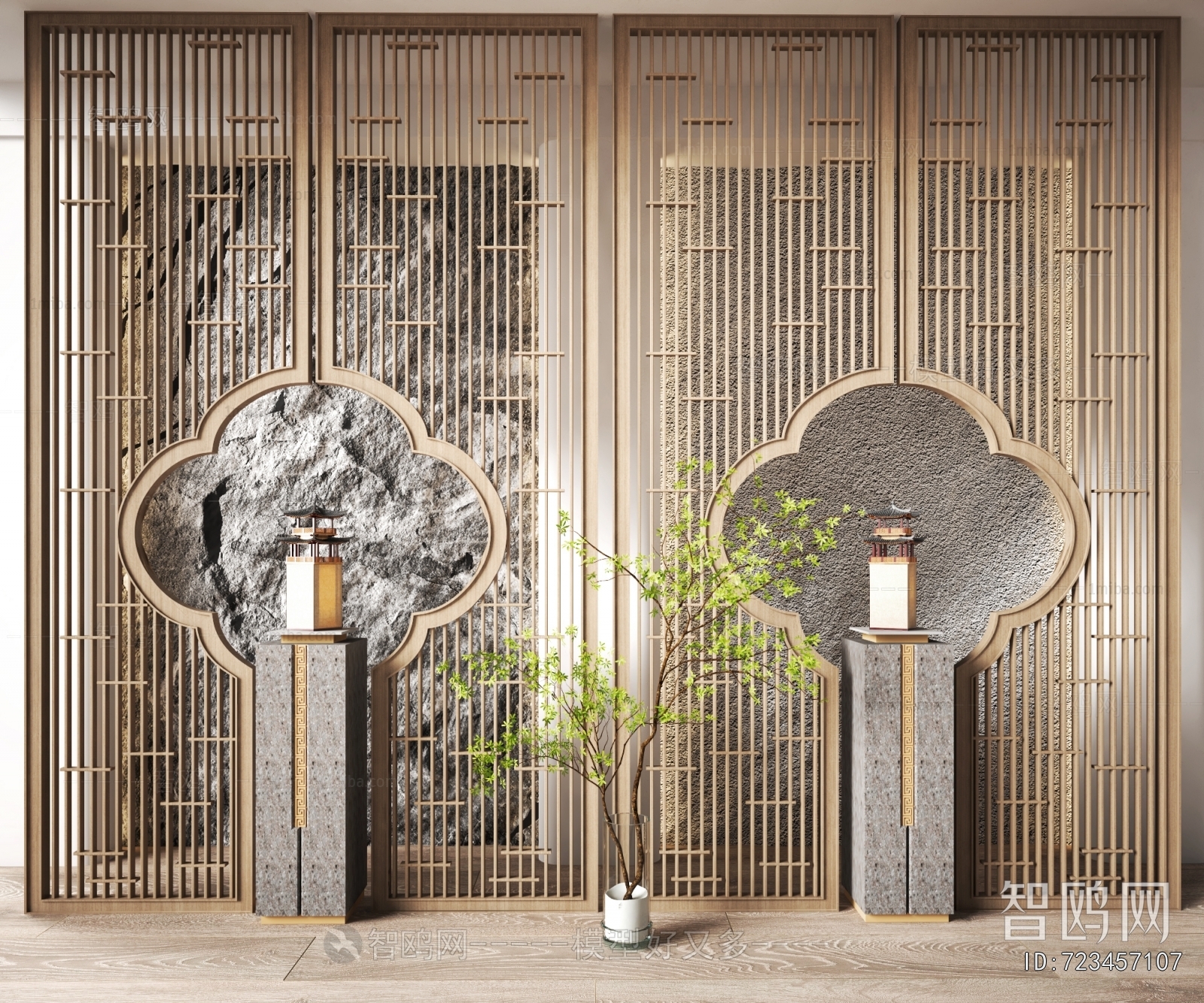 New Chinese Style Wooden Screen Partition