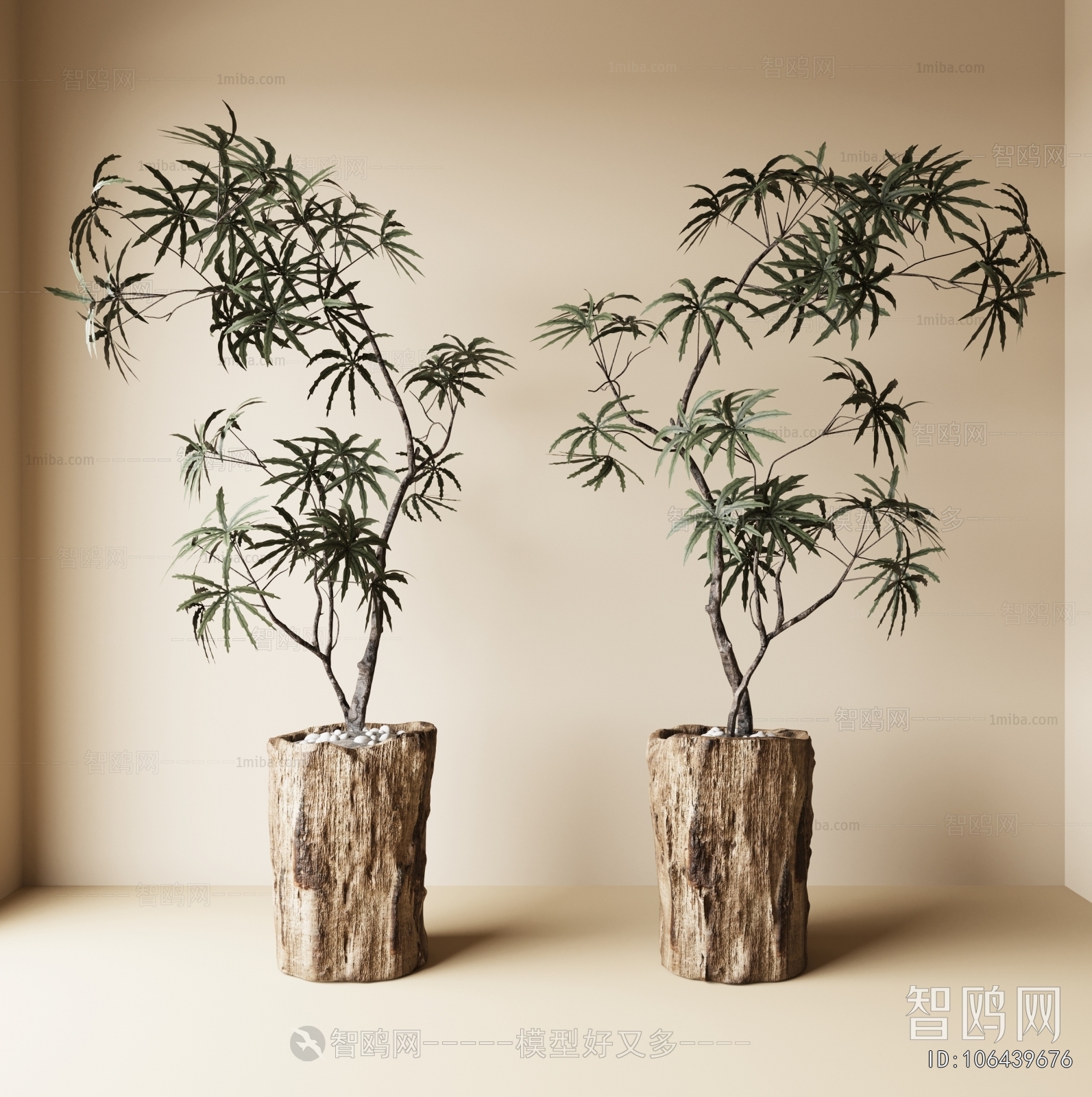 Wabi-sabi Style Ground Green Plant Potted Plants