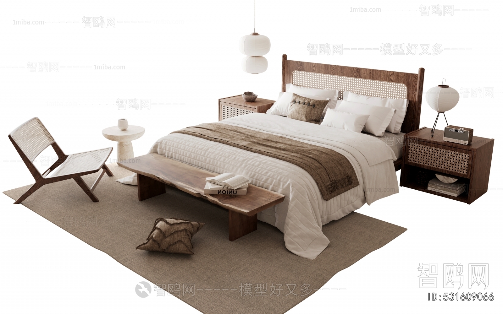 Wabi-sabi Style Double Bed