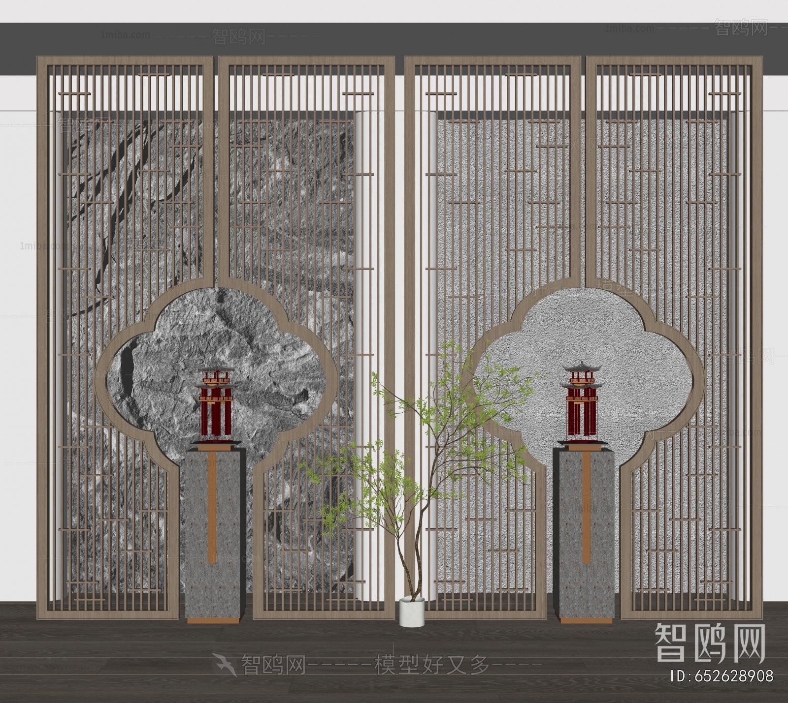 New Chinese Style Wooden Screen Partition