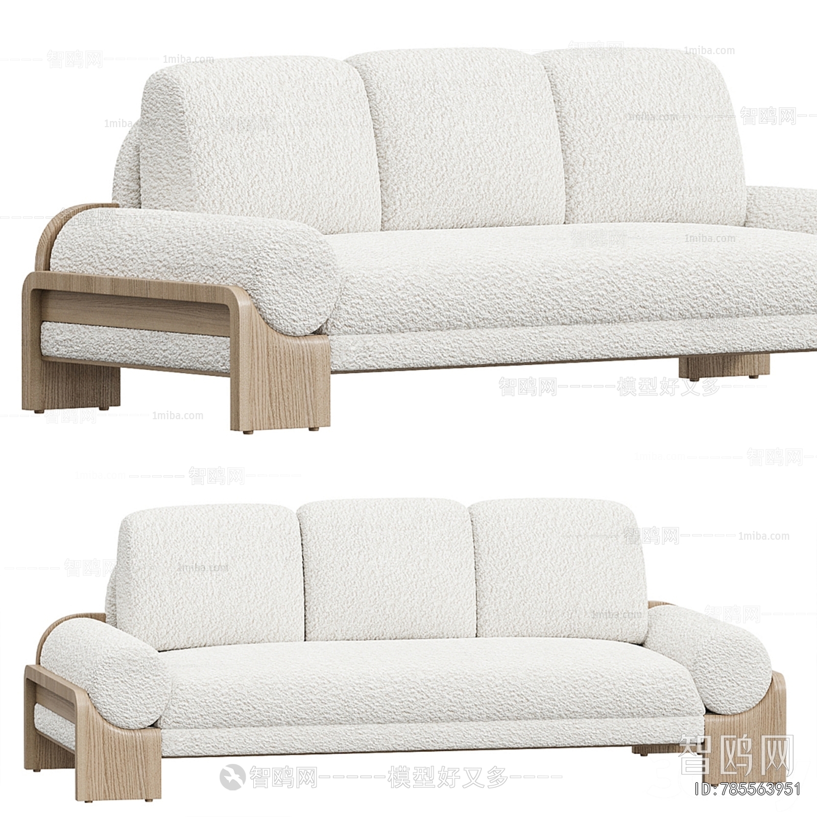 Wabi-sabi Style Three-seat Sofa