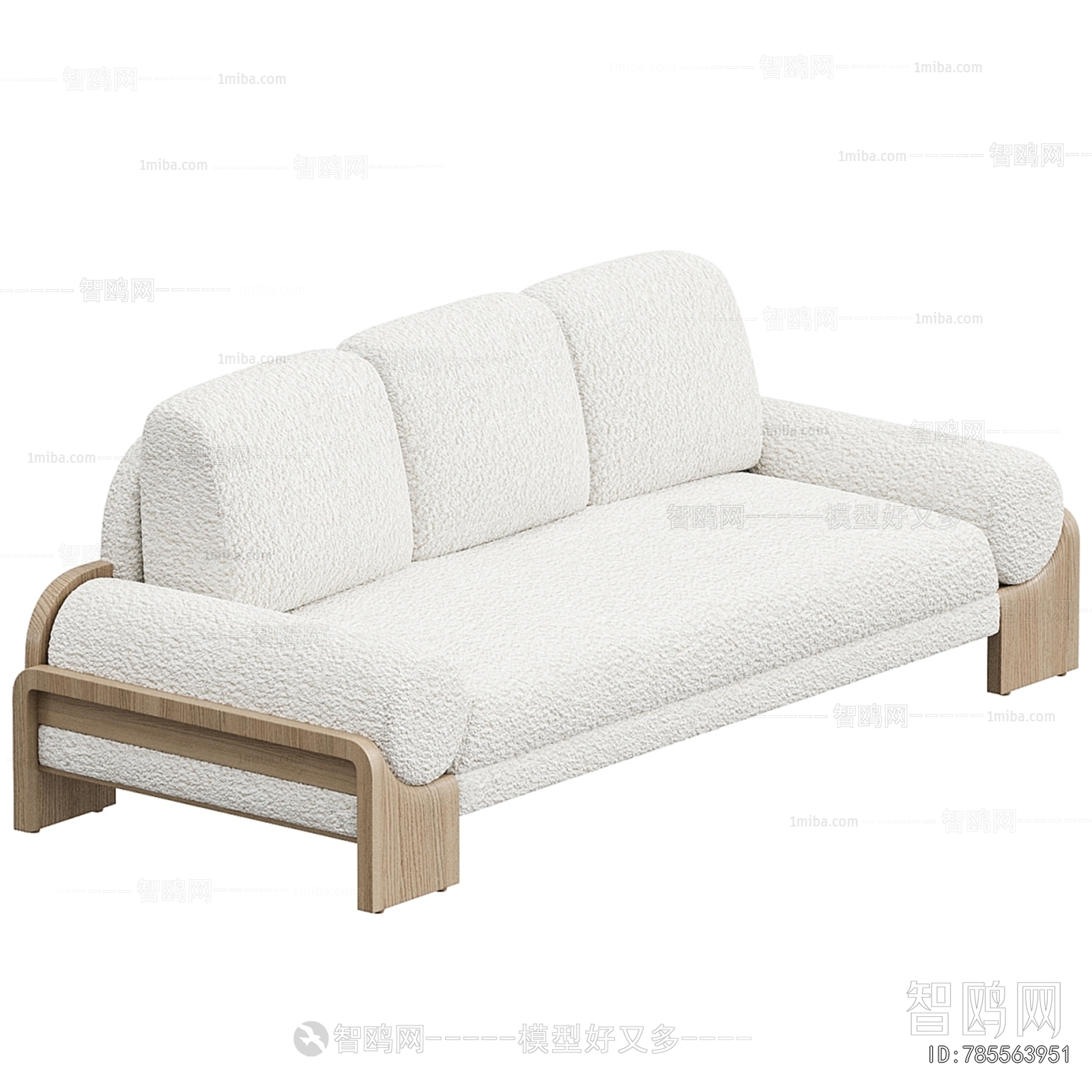 Wabi-sabi Style Three-seat Sofa