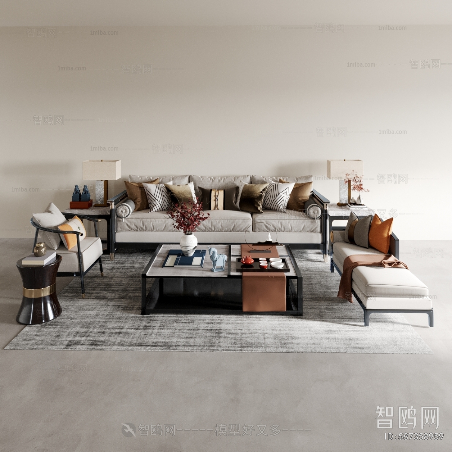 New Chinese Style Sofa Combination