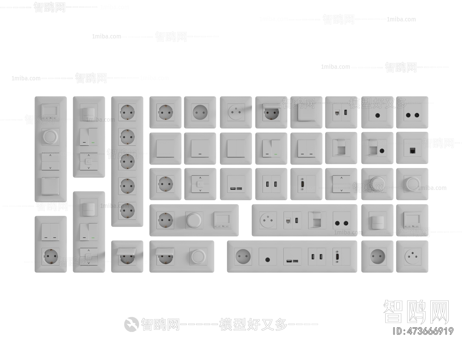 现代开关插座面板组合