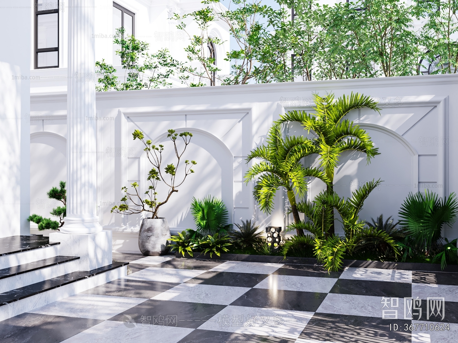 Simple European Style Courtyard/landscape