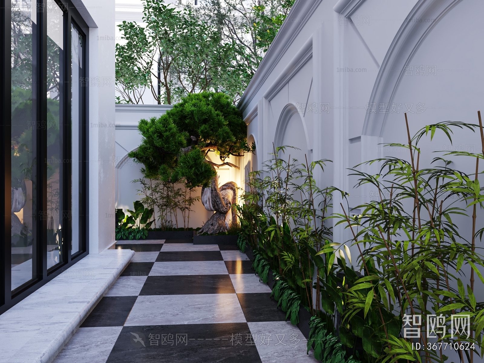 Simple European Style Courtyard/landscape