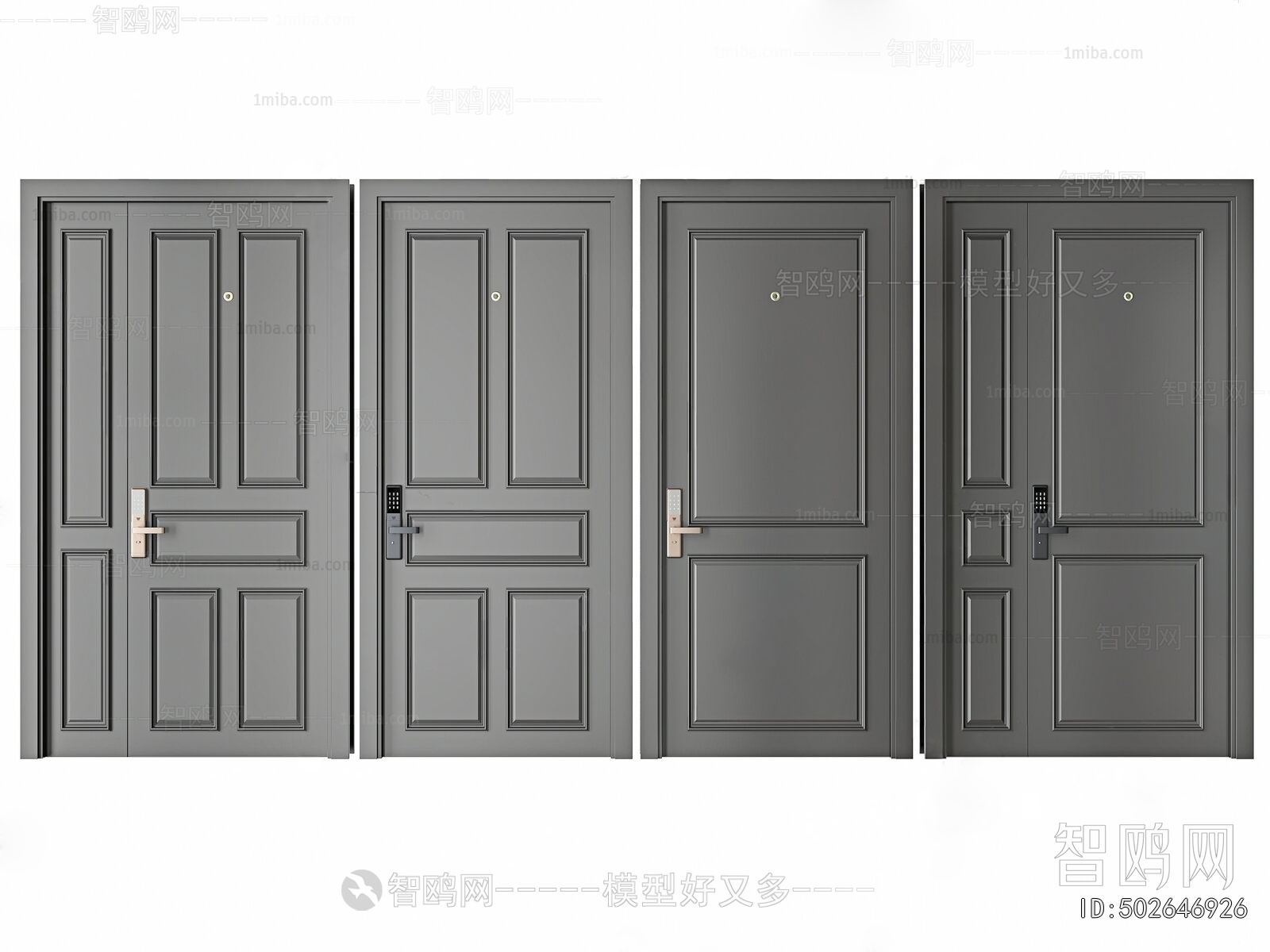 Simple European Style Unequal Double Door