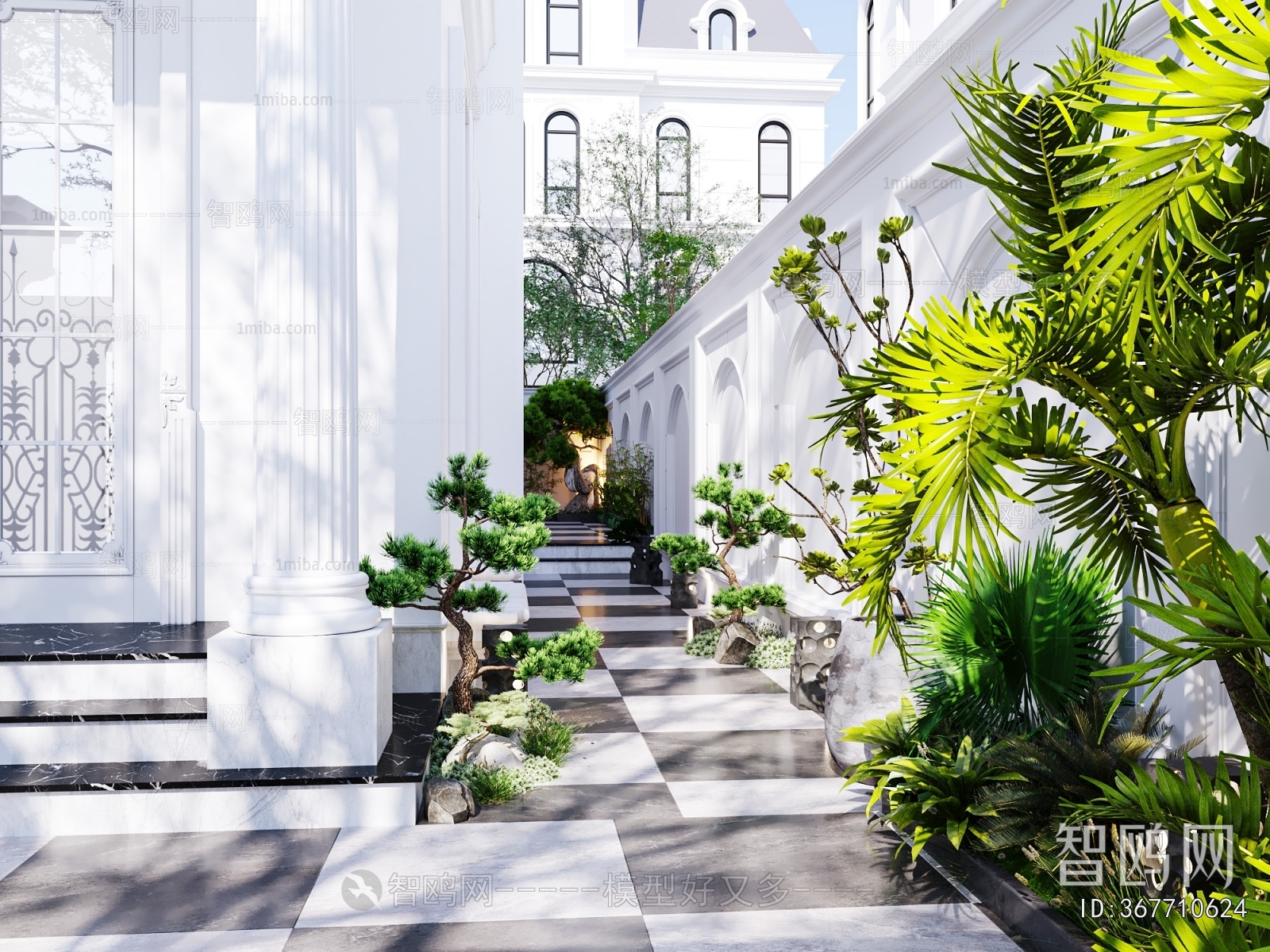 Simple European Style Courtyard/landscape