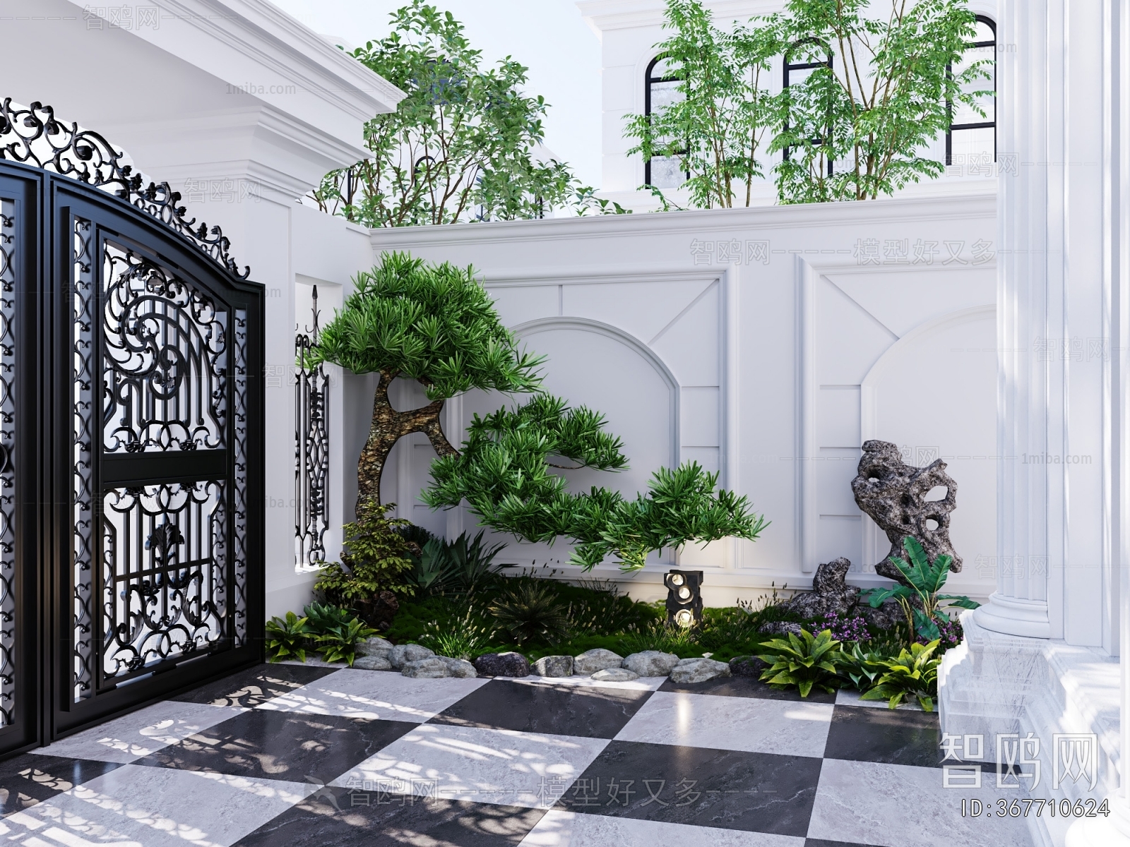 Simple European Style Courtyard/landscape