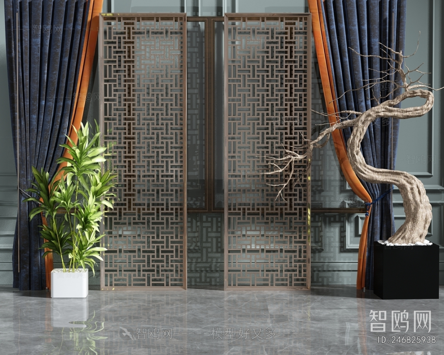New Chinese Style Wooden Screen Partition
