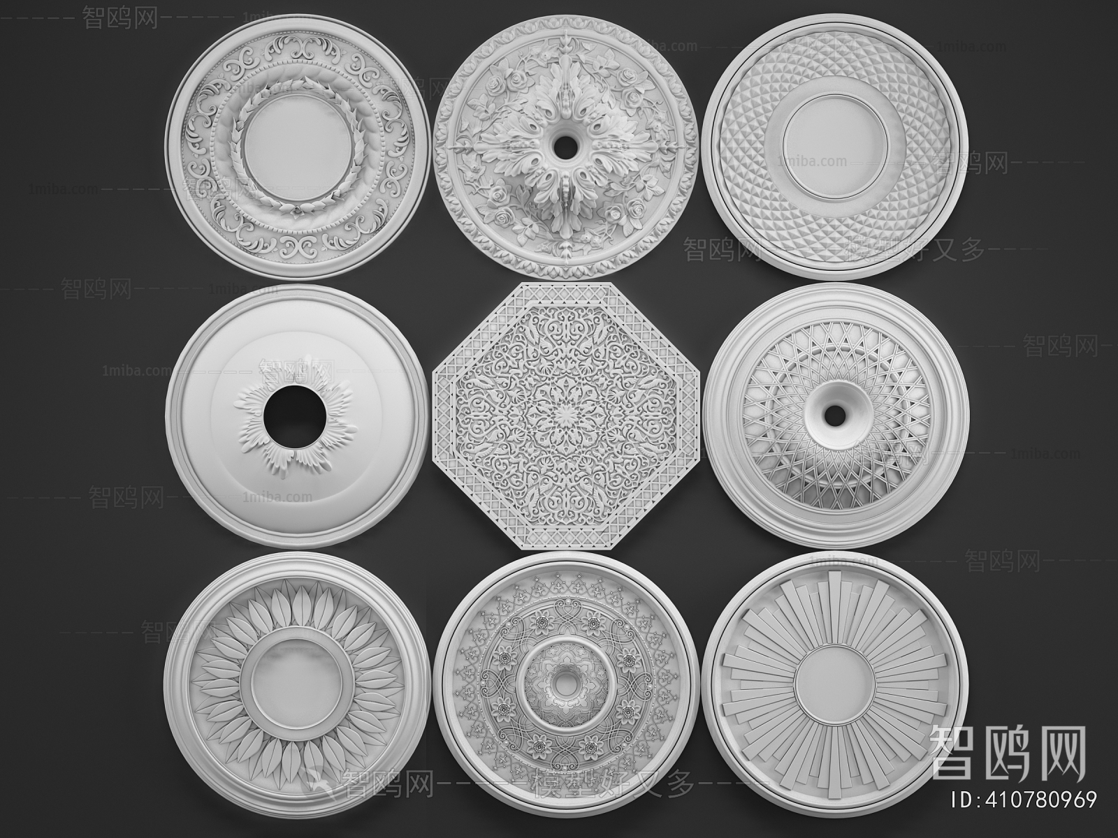 European Style Plaster Carved Top Plate