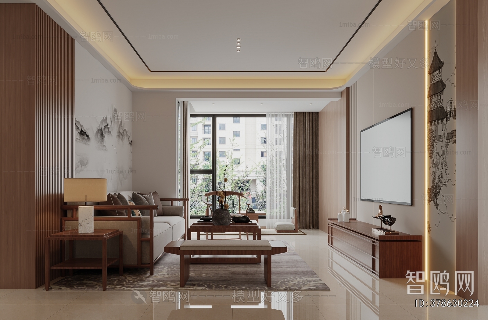 New Chinese Style A Living Room