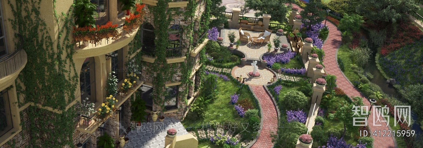 European Style Courtyard/landscape