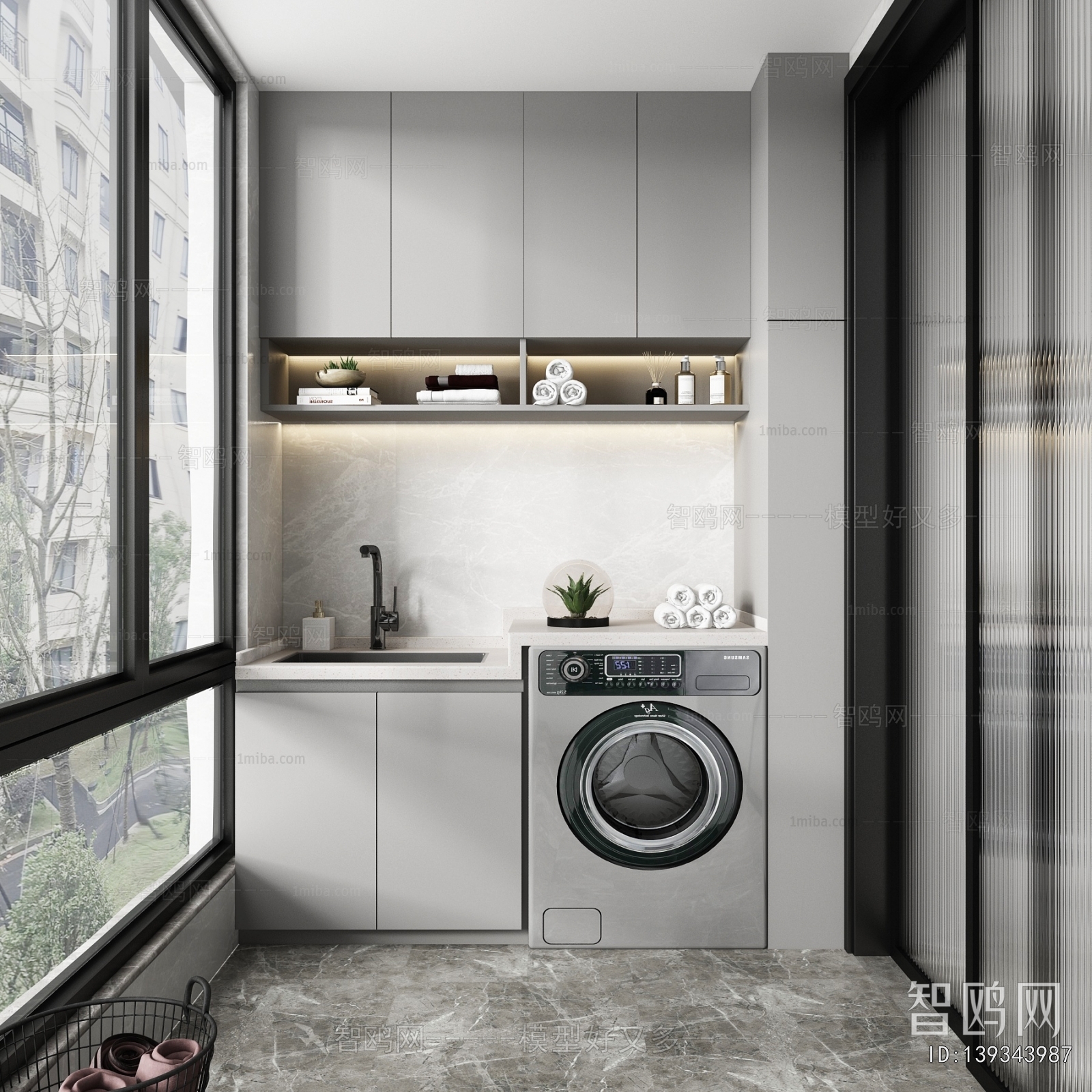 Modern Balcony Laundry Room