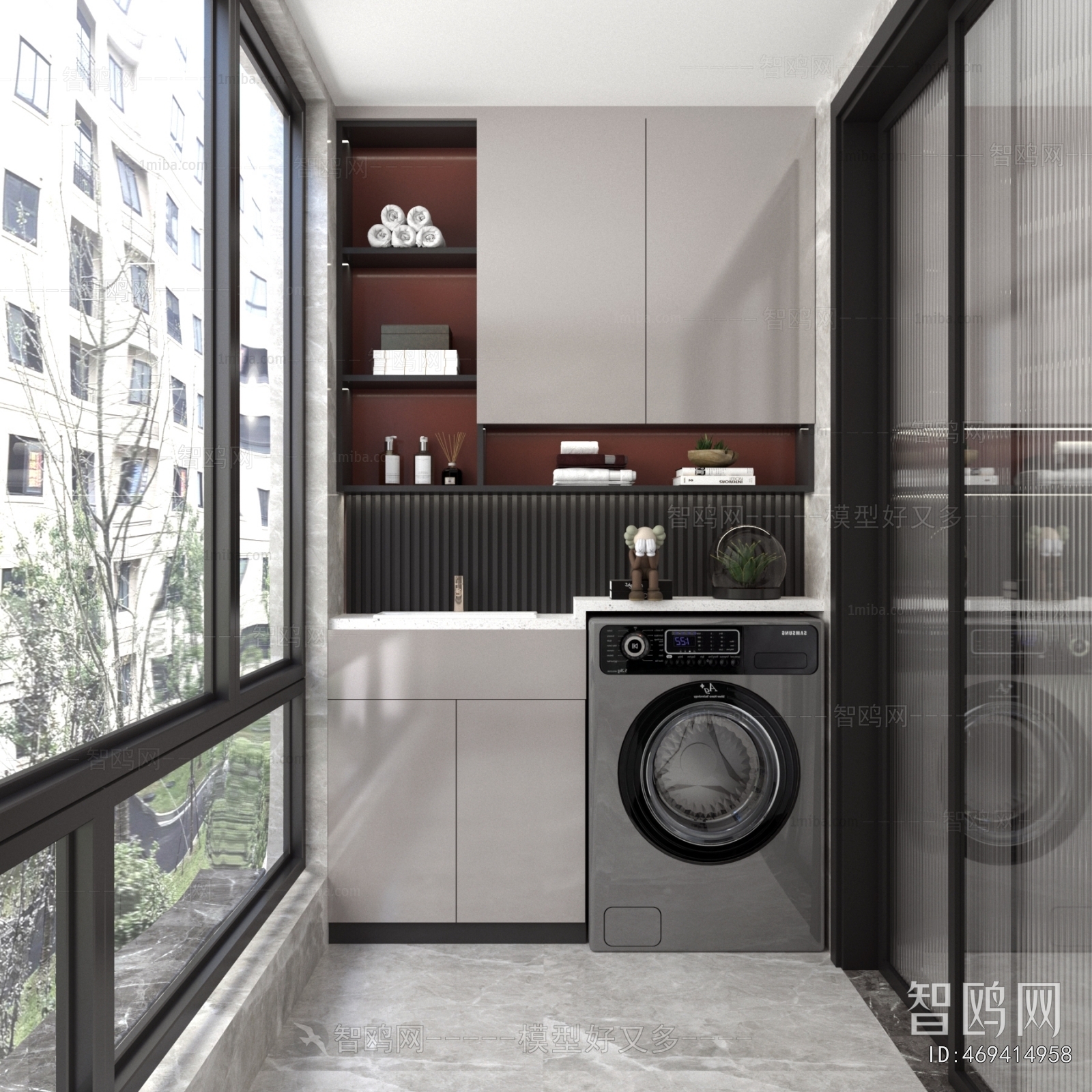 Modern Balcony Laundry Room