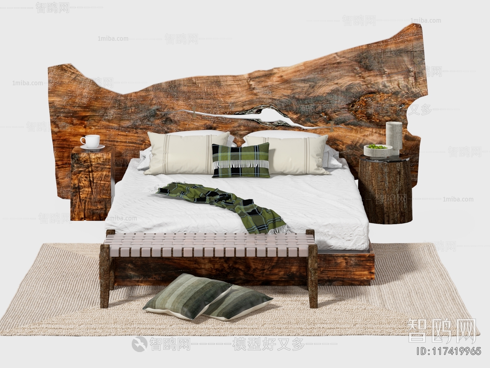 Wabi-sabi Style Double Bed