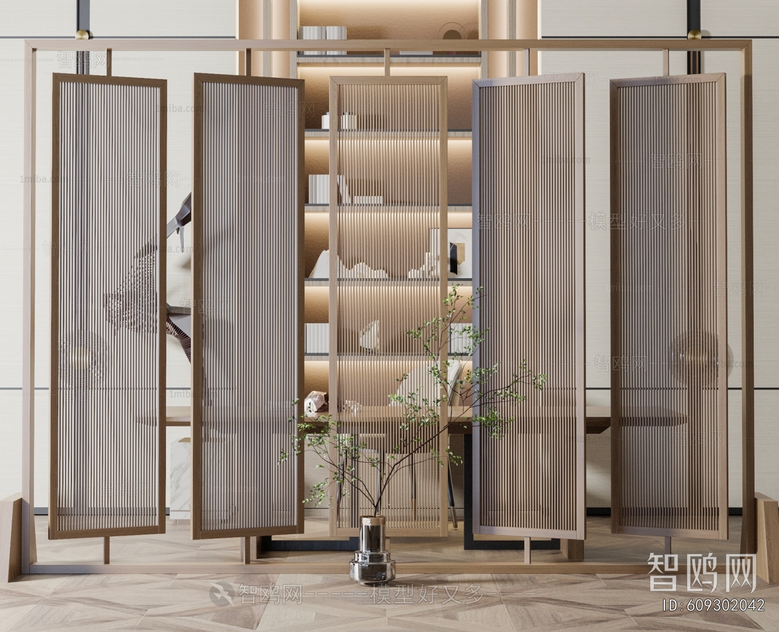 New Chinese Style Wooden Screen Partition