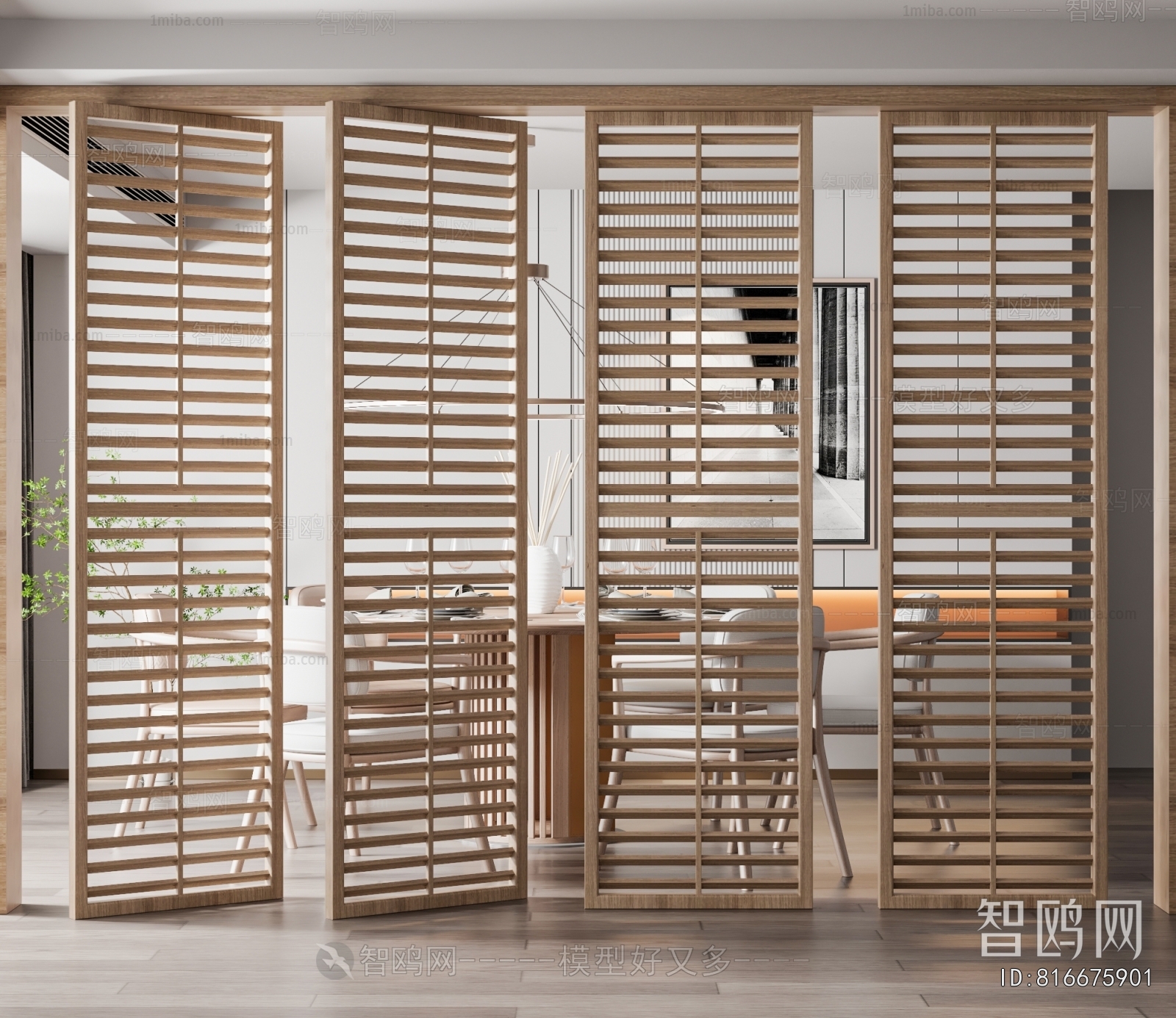 New Chinese Style Wooden Screen Partition