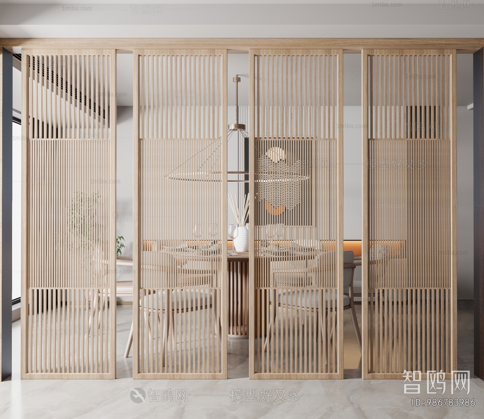 New Chinese Style Wooden Screen Partition