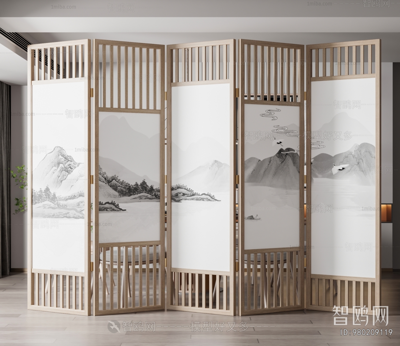 New Chinese Style Wooden Screen Partition