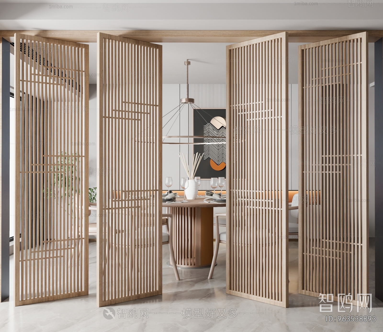 New Chinese Style Wooden Screen Partition