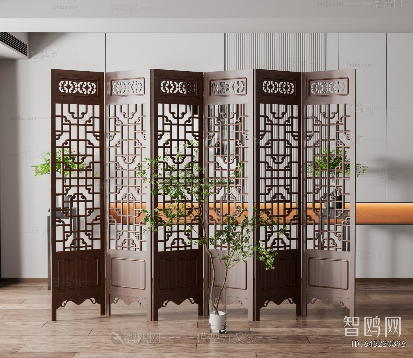 Chinese Style Wooden Screen Partition