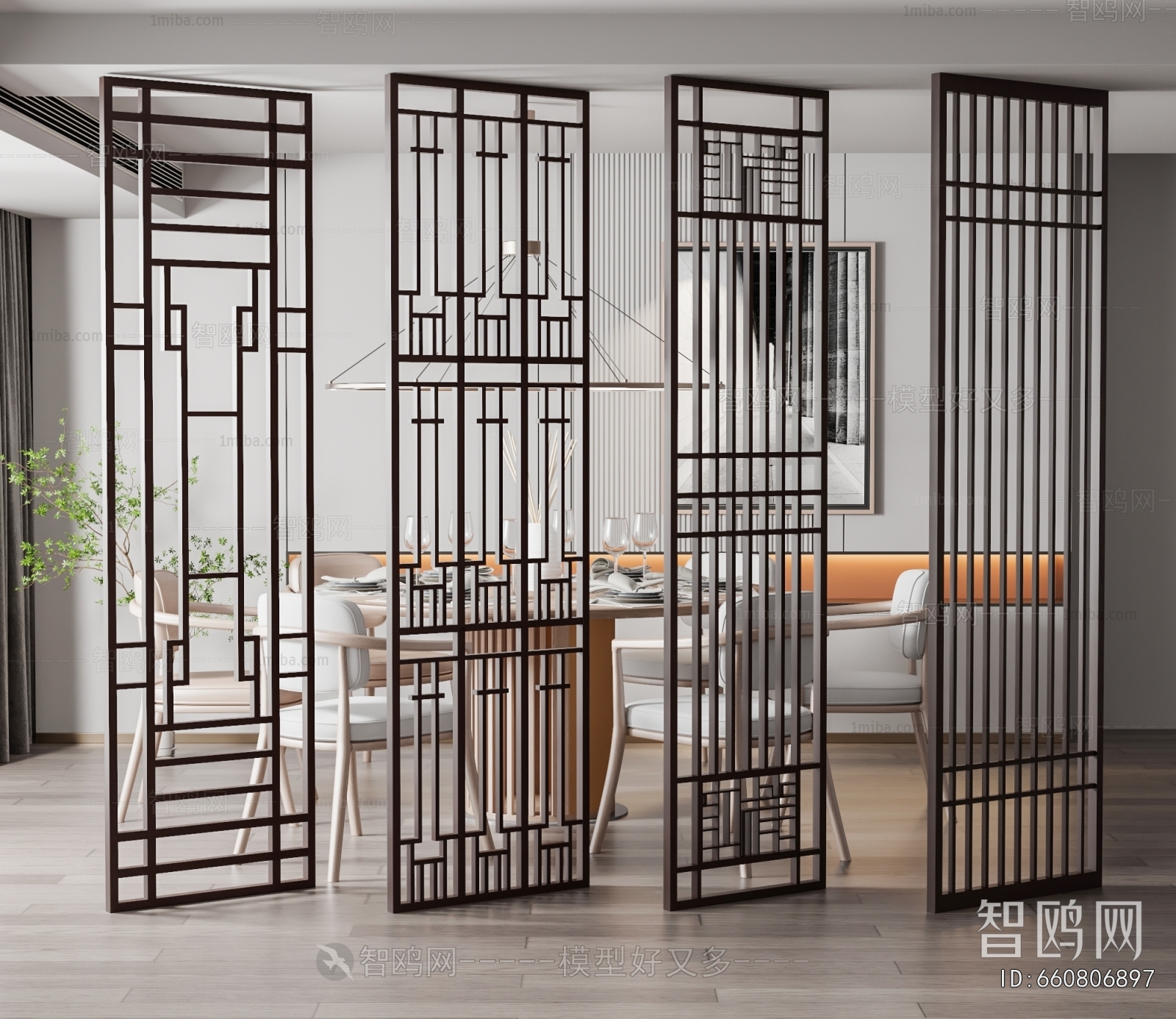 New Chinese Style Wooden Screen Partition