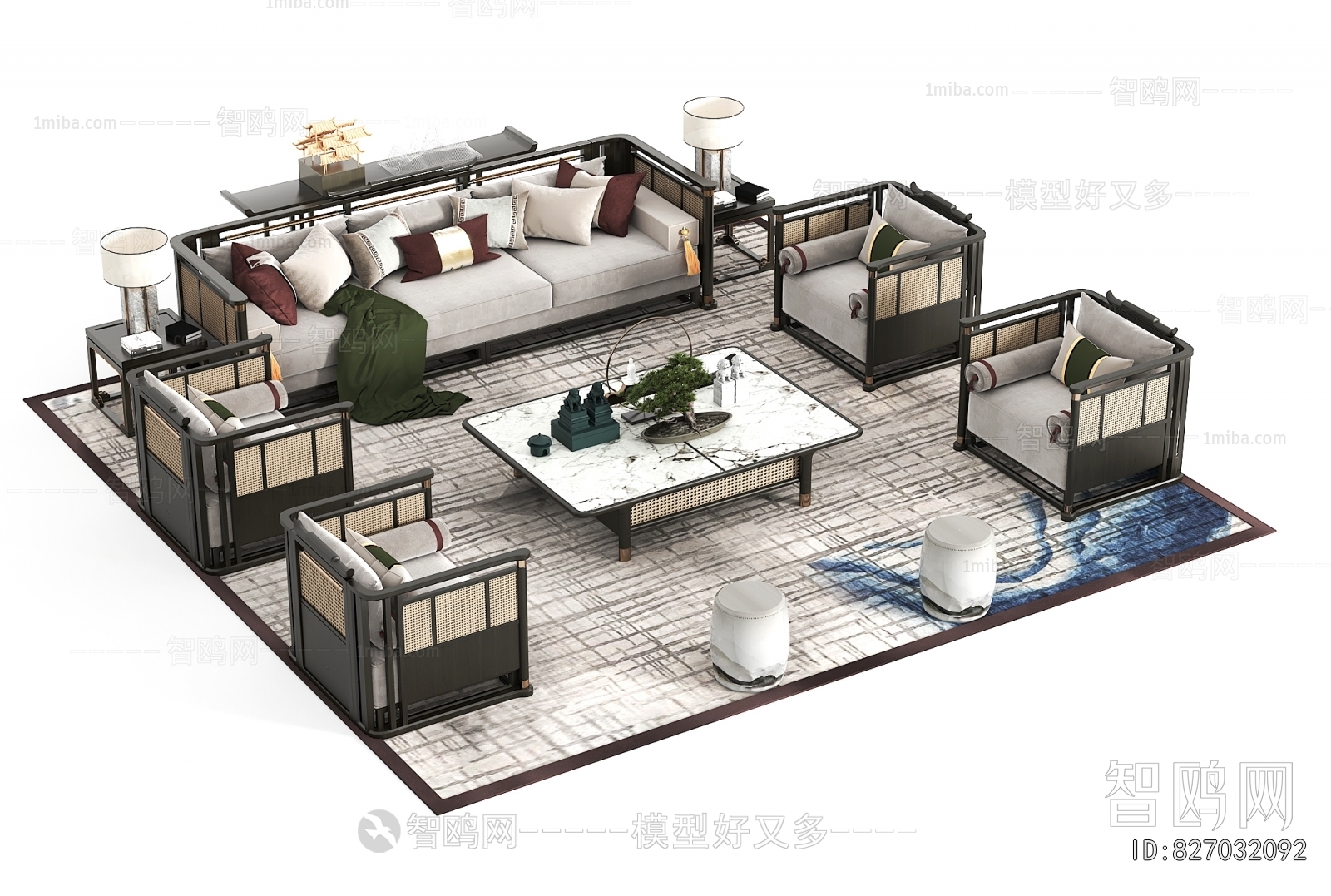 New Chinese Style Sofa Combination