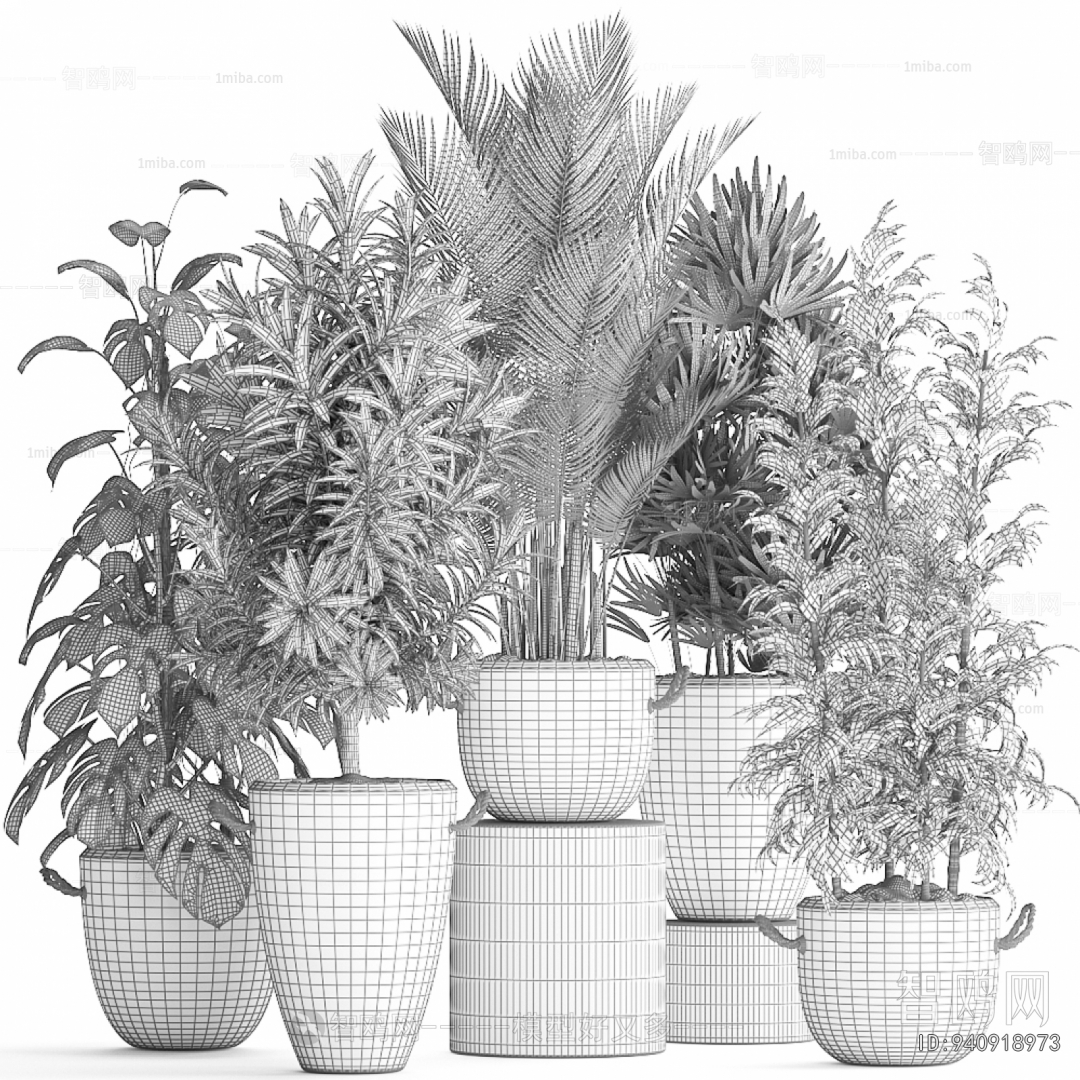 Modern Potted Green Plant