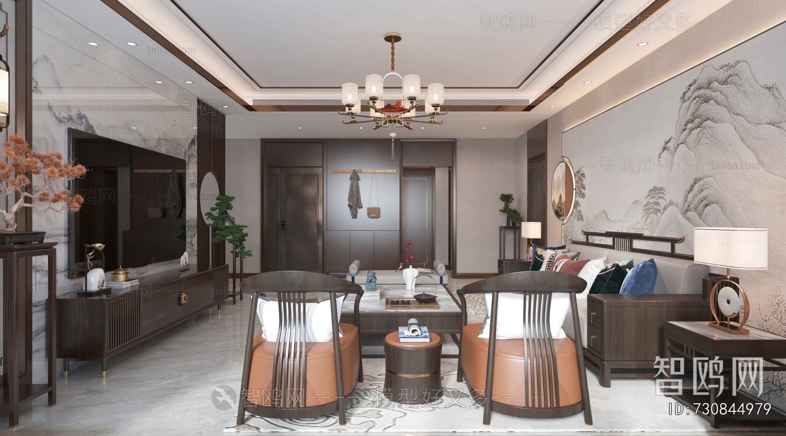 New Chinese Style A Living Room