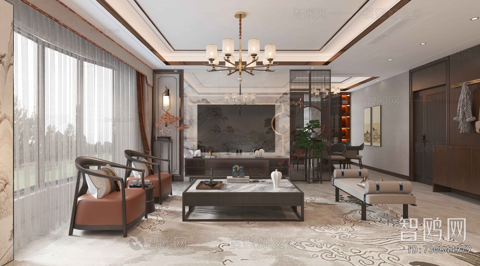 New Chinese Style A Living Room