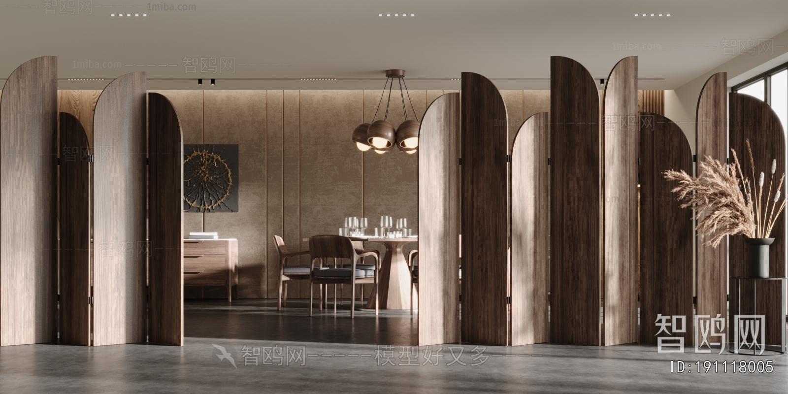 Wabi-sabi Style Wooden Screen Partition