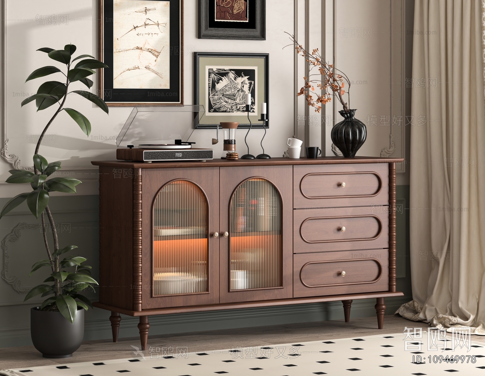 French Style Side Cabinet