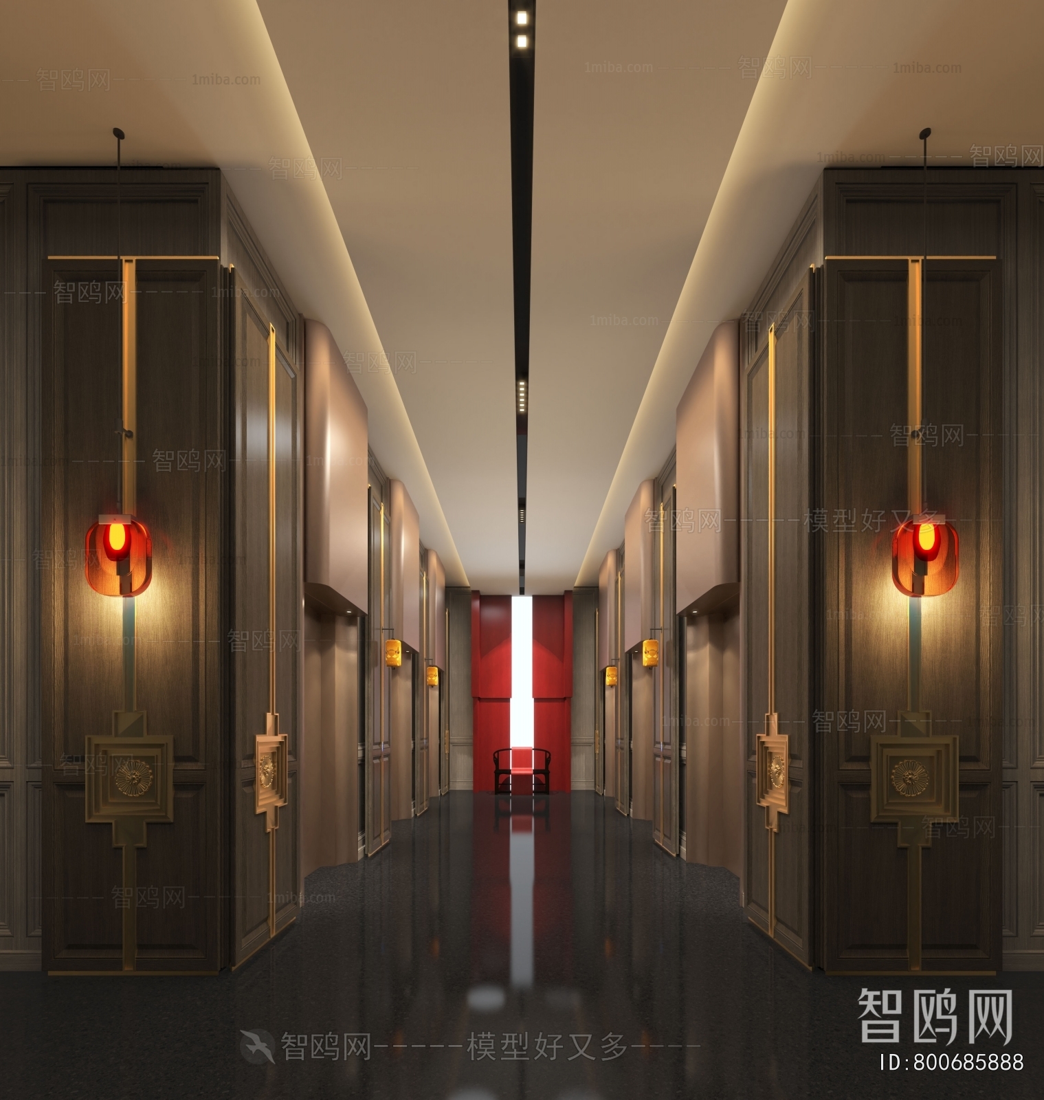 New Chinese Style Elevator Hall